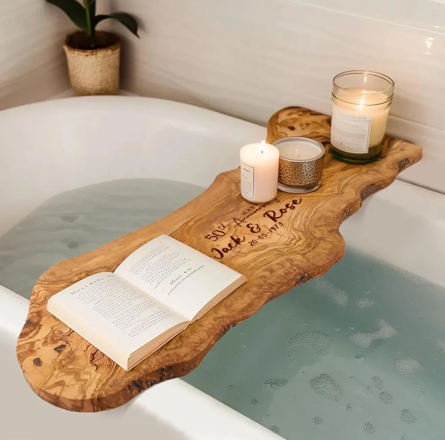 wooden personalized bath tray