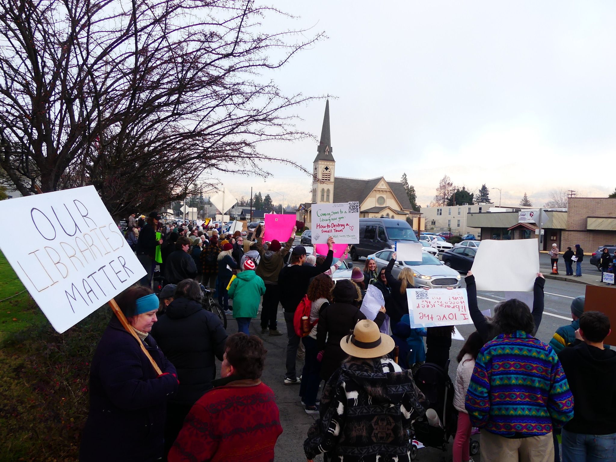 Image of Josephine County Library supporters at a January rally. 
