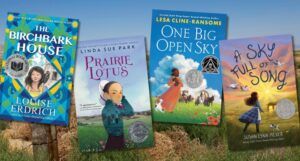 covers of four middle grade books like Little House on the Prairie