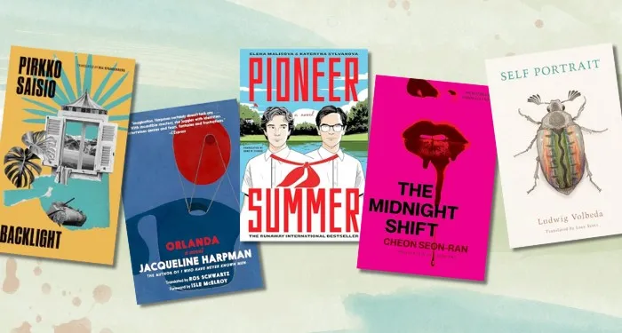 a collage of new queer books in translation