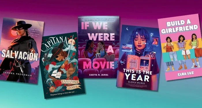 five covers of 2025 YA debut novels by Latine authors