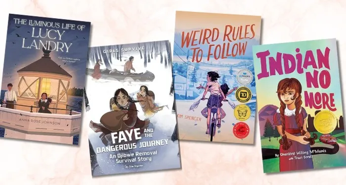 a collage of book covers of Indigenous historical middle grade books