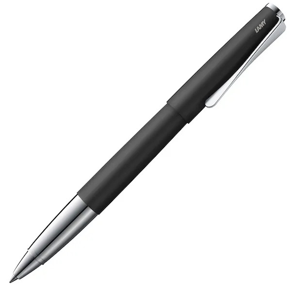 black capped rollerball pen