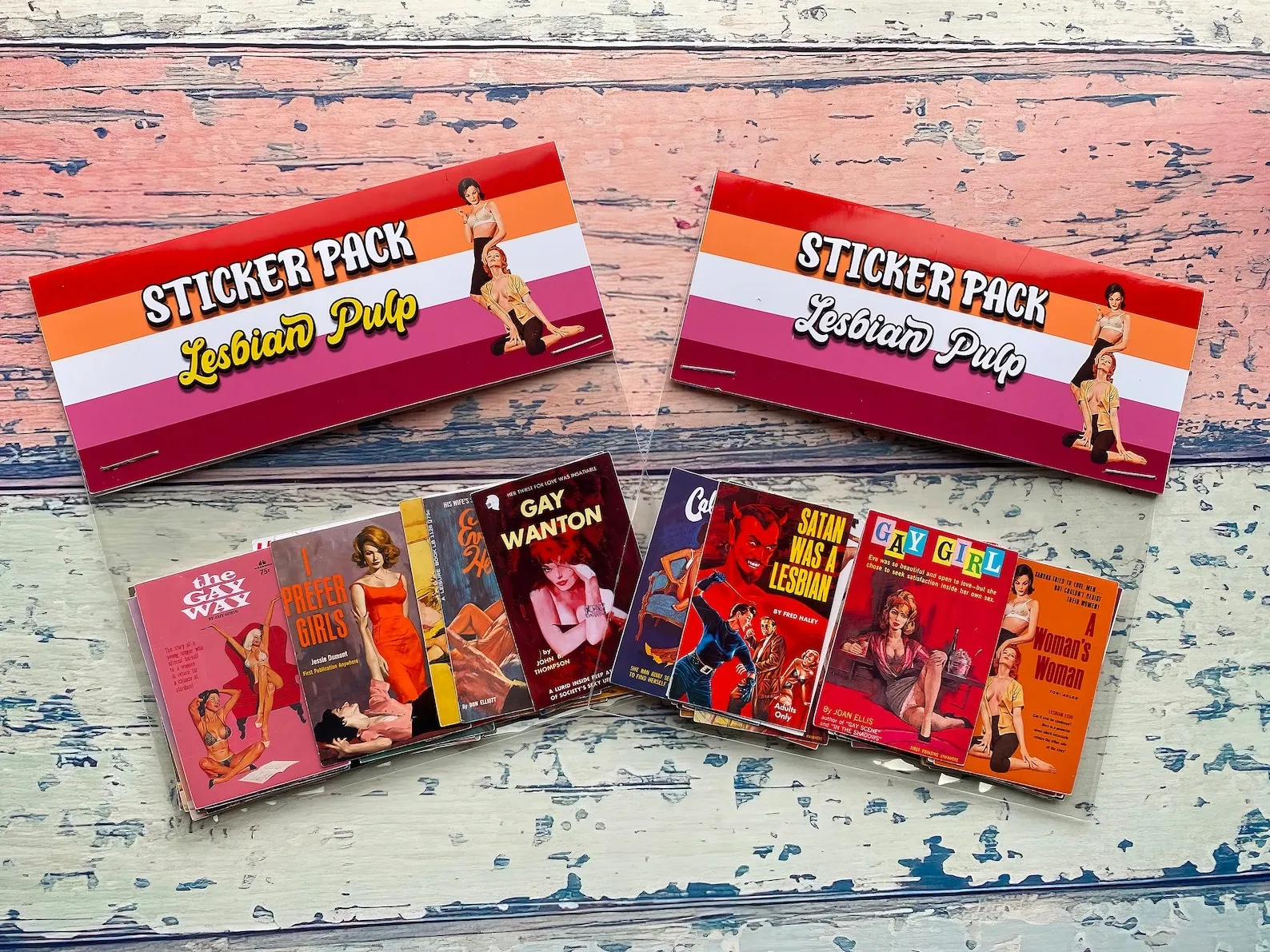 packs of lesbian pulp fiction cover stickers