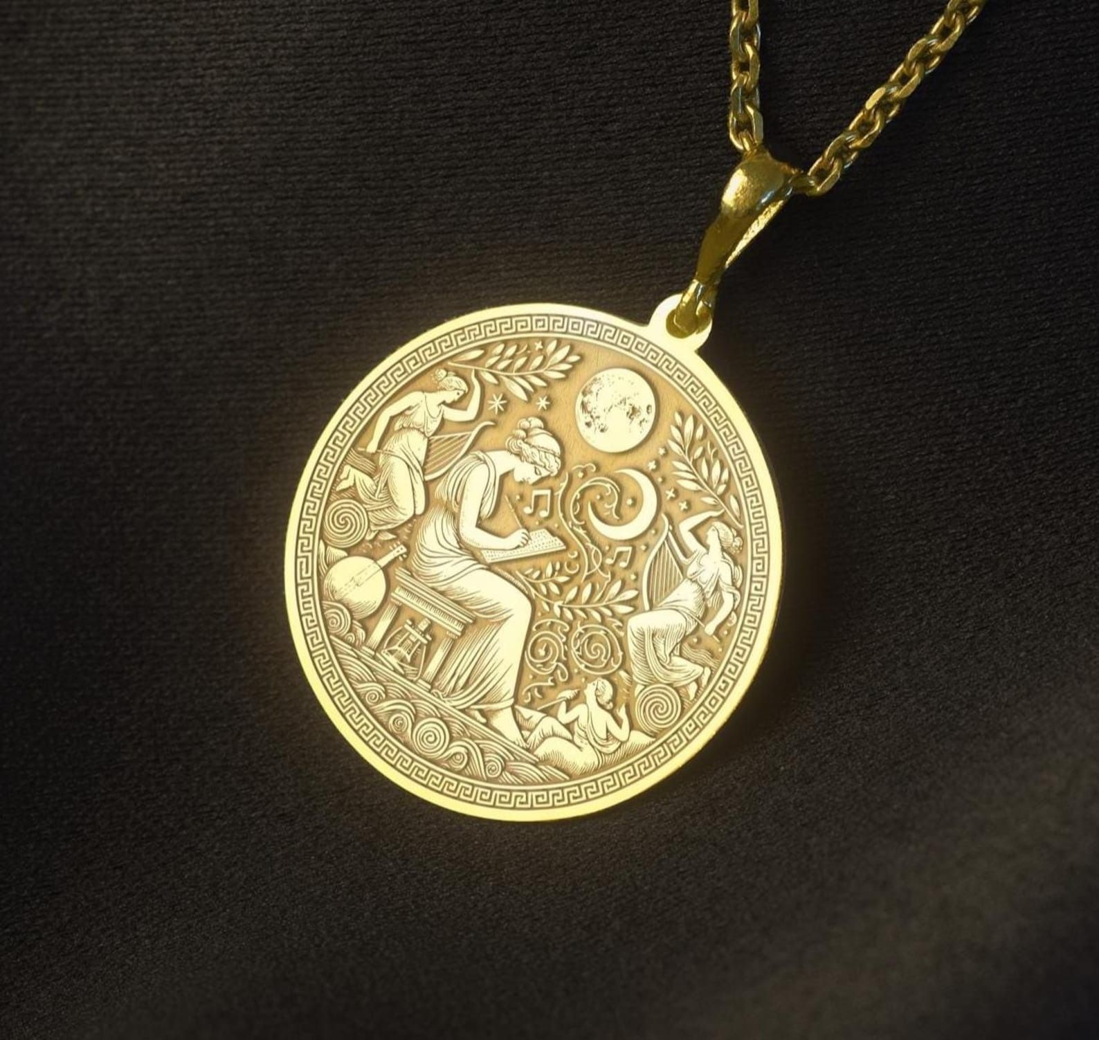 a gold Sappho Medallion Necklace