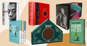 a collage of books and boxed sets on sale