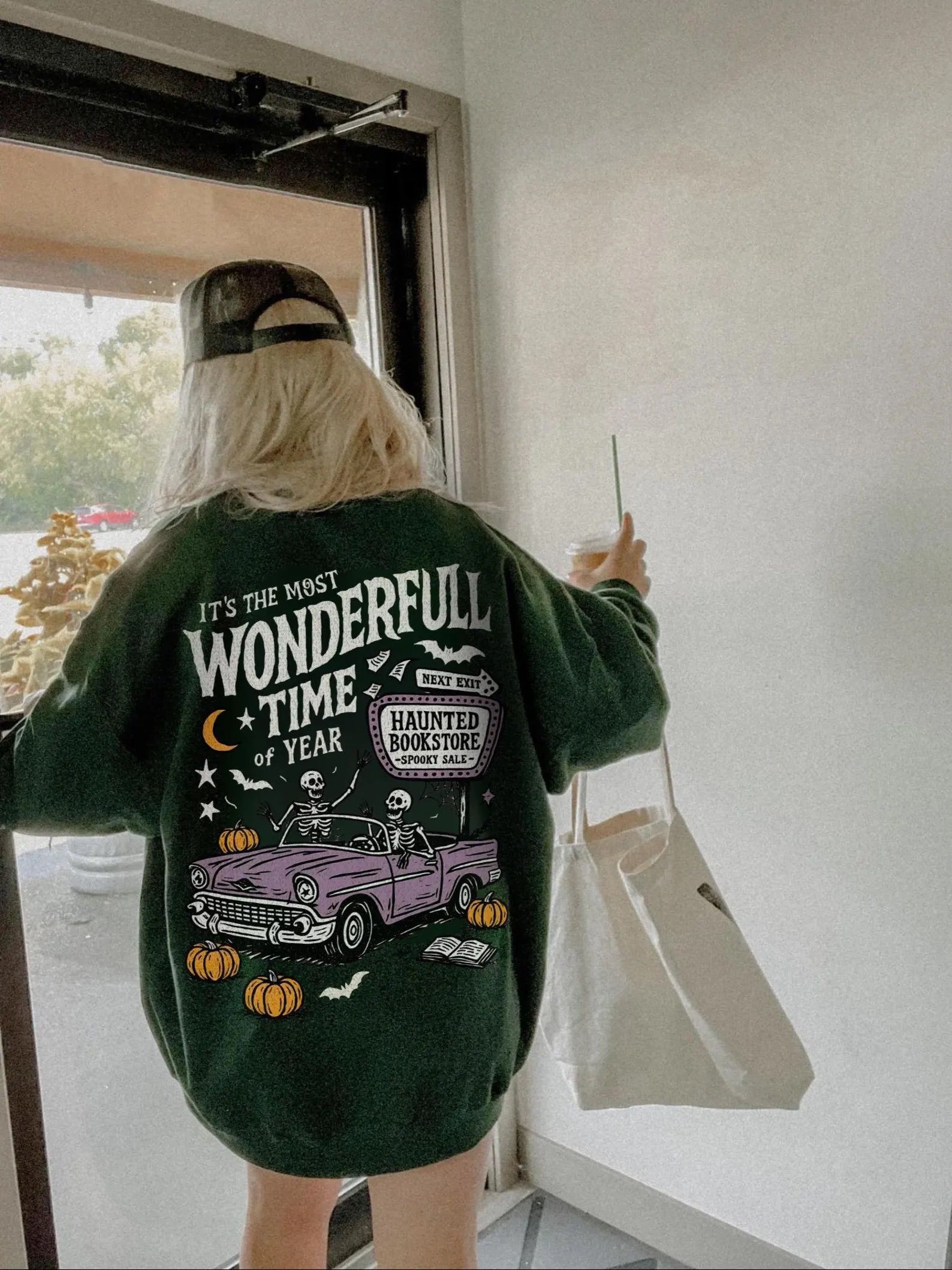 Vintage Halloween Sweatshirt '90s Haunted Bookstore
