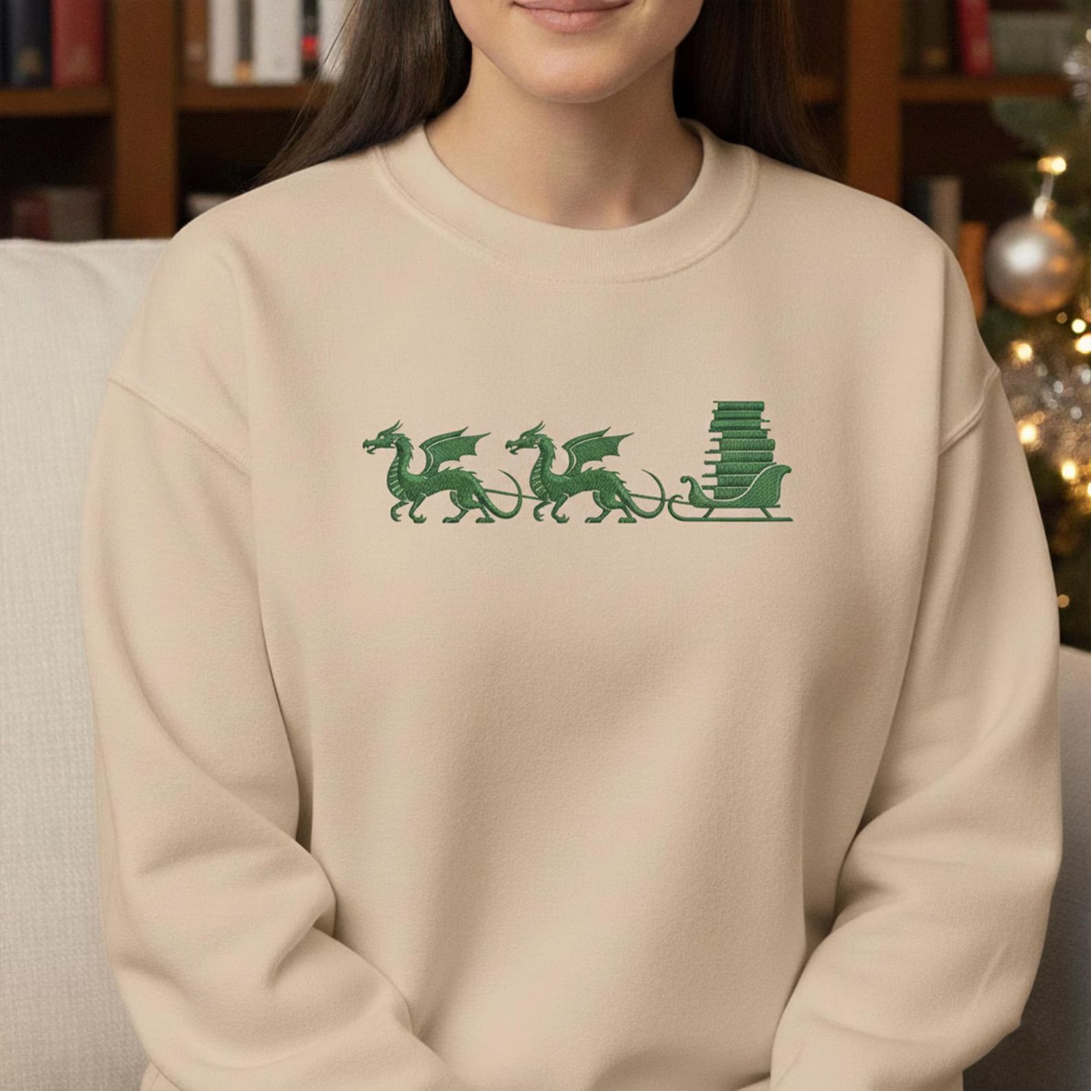 Embroidered Dragon Sleigh Sweatshirt