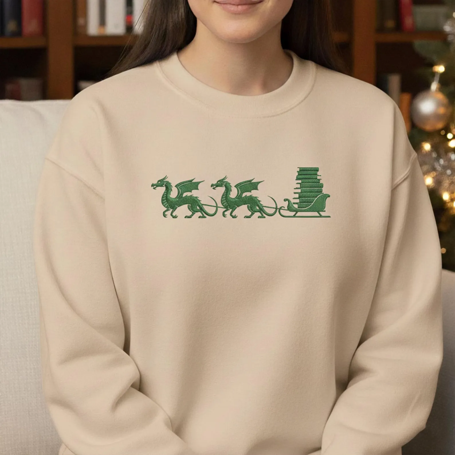 Embroidered Dragon Sleigh Sweatshirt