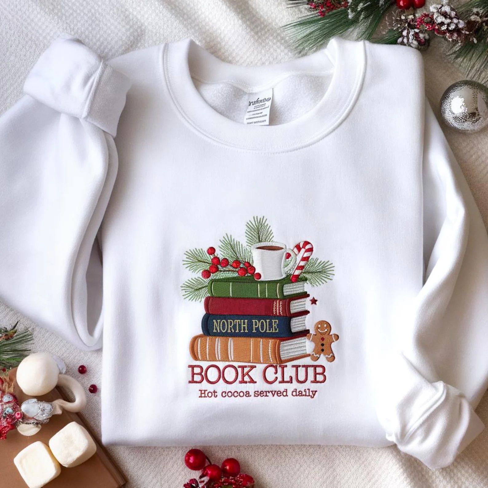 North Pole Book Club Embroidered Sweatshirt
